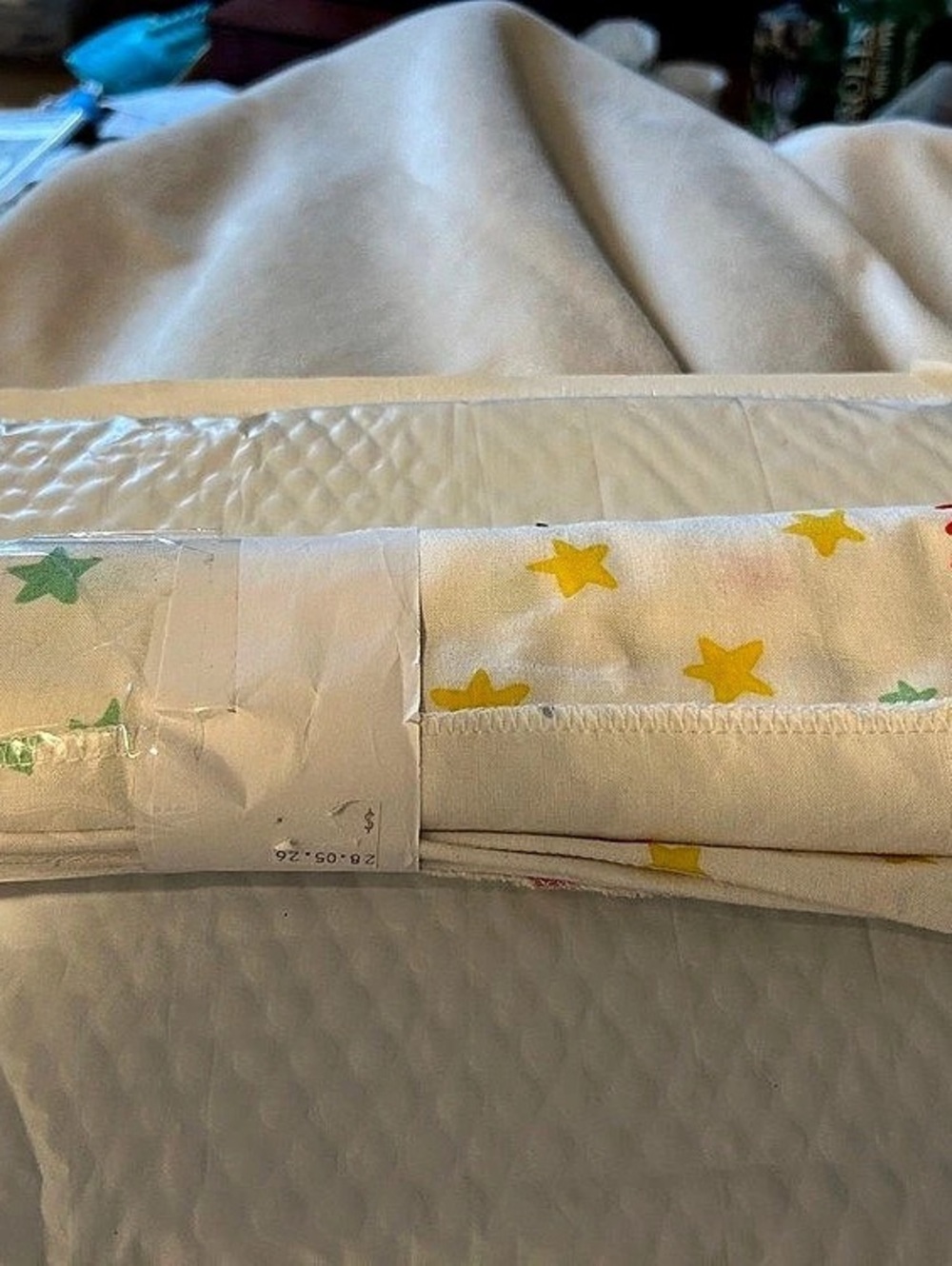 Printed Fabric Roll White & Pink Like New